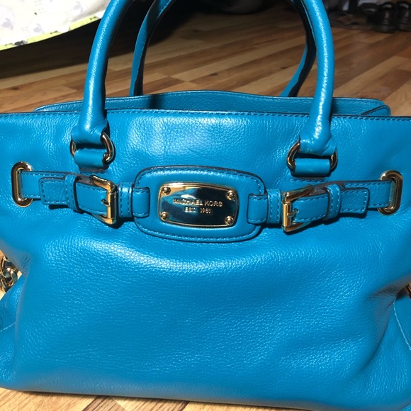 Michael Kors Teal Hamilton Satchel Bag - Picture 2 of 15